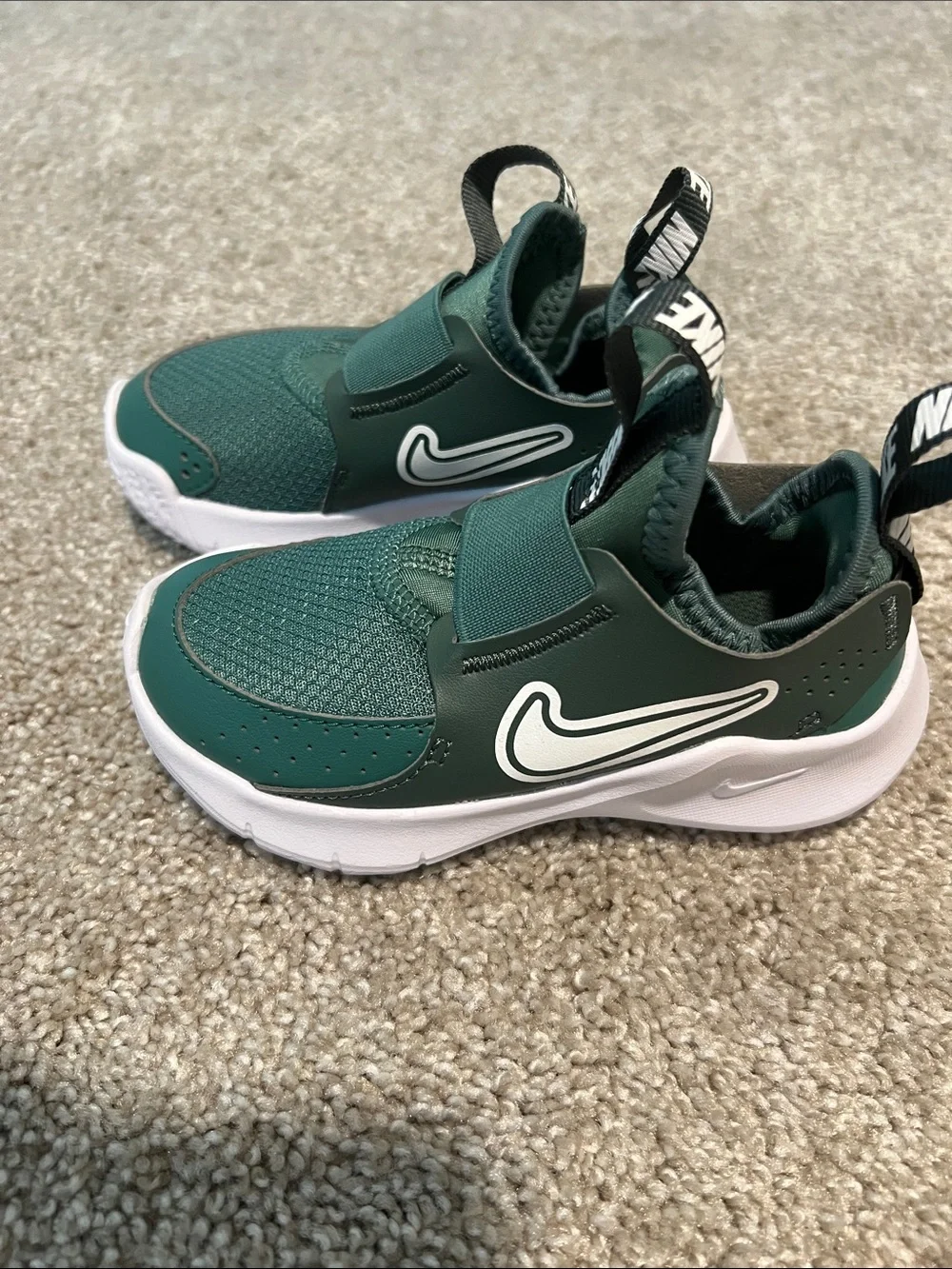 Nike Kids' Dark Green Slip-On Sneakers with White Soles